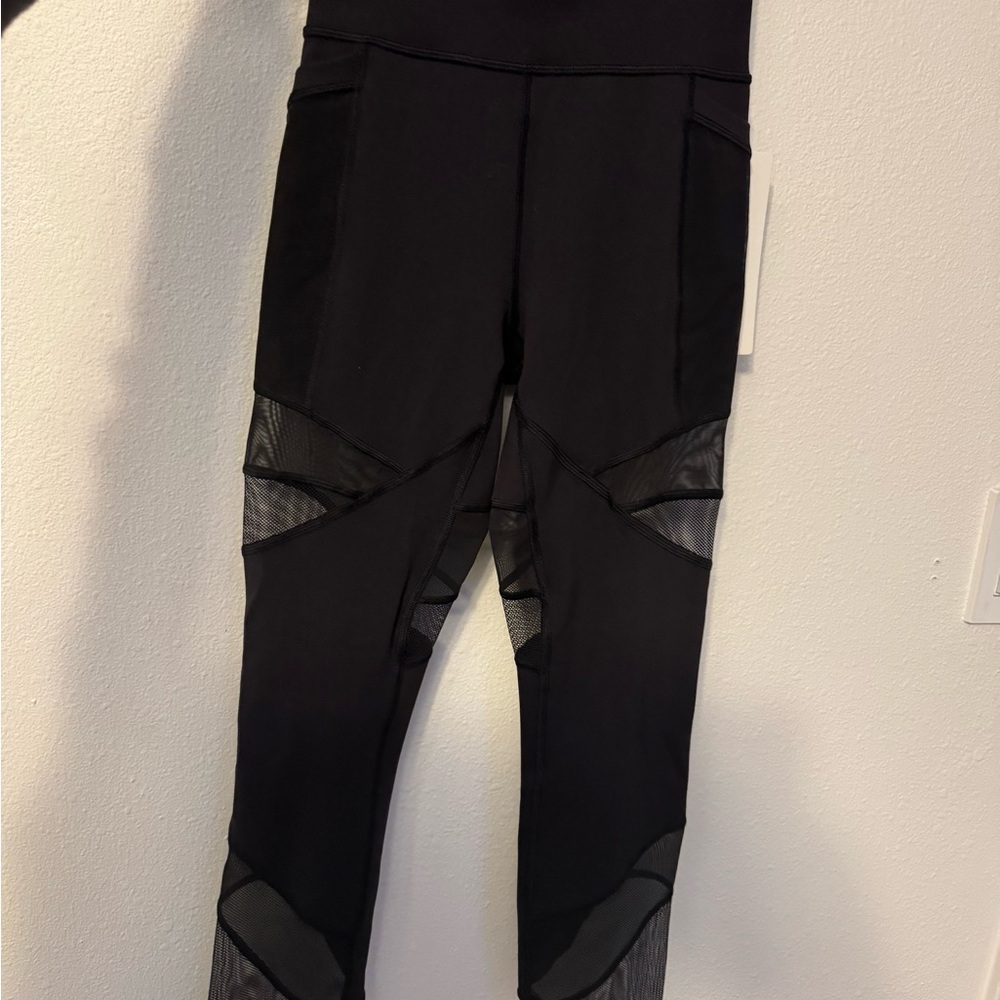 lululemon athletica Black Leggings with Mesh Detail